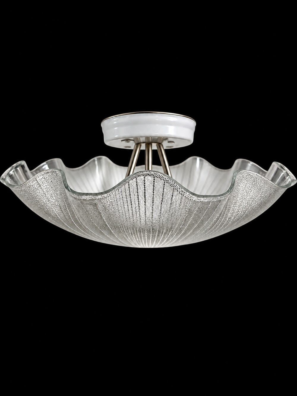 Vintage Triboro Mid-Century Modern Ceiling Light Glass Fixture
